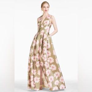 Sachin & Babi Brooke Gown - Green Ikat Floral Sz 12